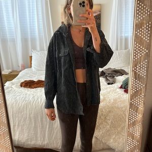 Black corduroy button down